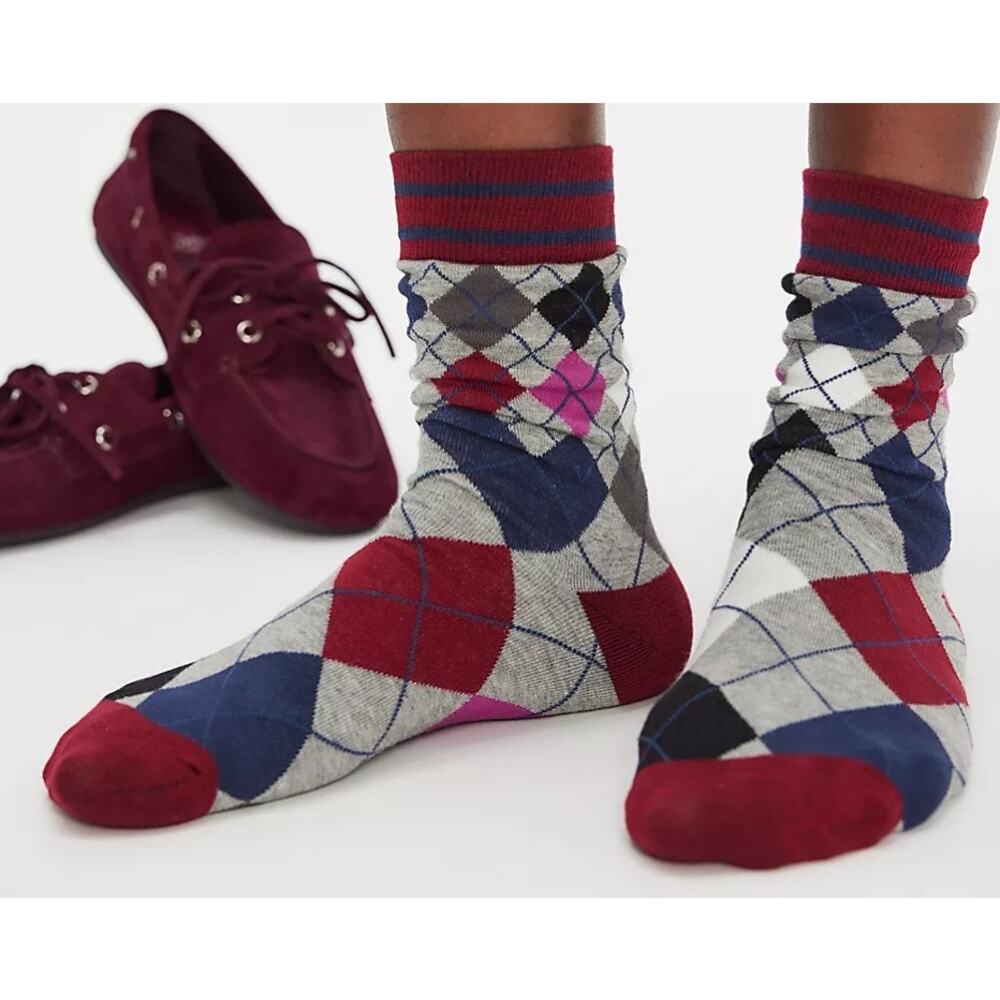 Free People | NWT | Argyle Socks | Grey Pattern